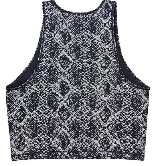 Athleta Viper Midi Tank Top Womens Medium Black Gray Reflective Stretch Active M - Picture 2 of 5